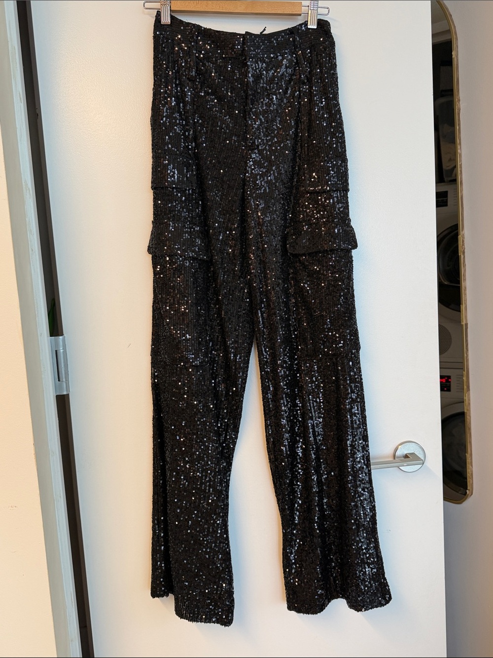 The Noli Shop black Milan Sequin Cargo Pants Size 2-4